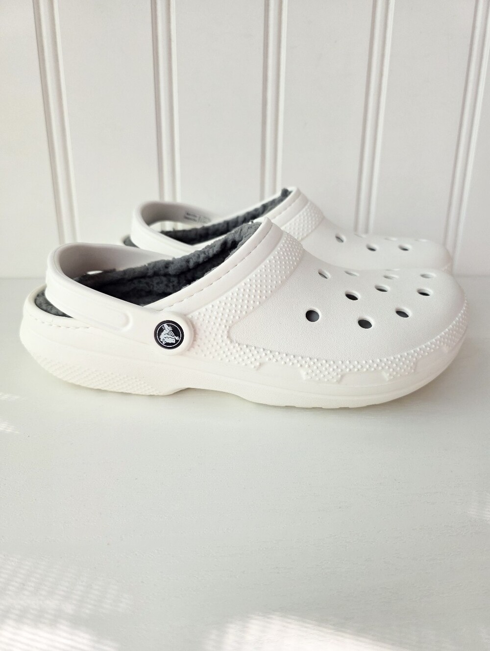 Crocs Classic Lined White Clog Faux Fur Unisex M9 W11